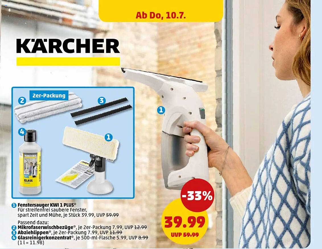 Fenstersauger KWI 1 PLUS für streifenfrei saubere Fenster