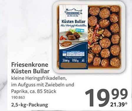 Friesenkrone Küsten Bullar - kleine Heringsfrikadellen, im Aufguss mit Zwiebeln und Paprika, ca. 85 Stück