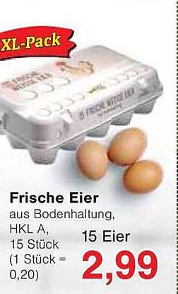 Frische Eier aus Bodenhaltung, HKL A, 15 Stück