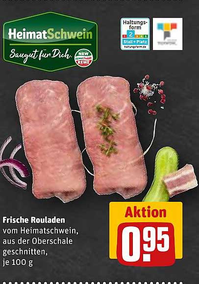 Frische Rouladen vom Heimatschwein aus der Oberschale, je 100 g