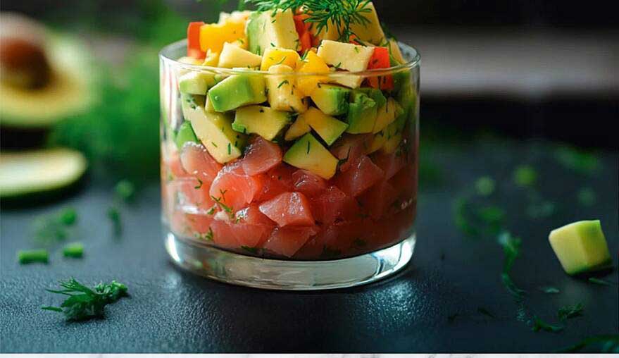 Frischer Thunfisch-Ceviche mit Avocado und Mango