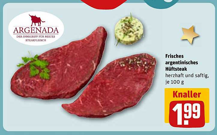 Frisches argentinisches Hüftsteak, je 100 g