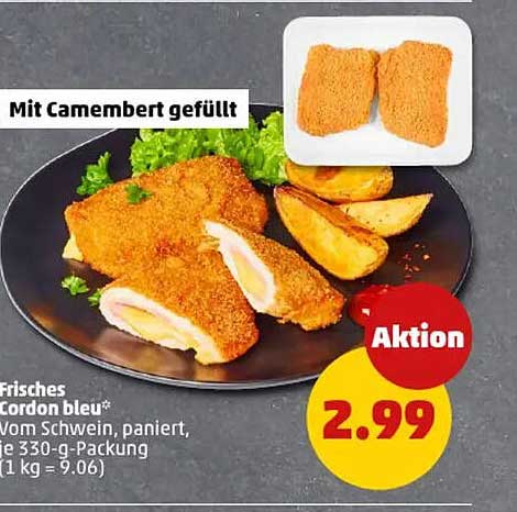 Frisches Cordon bleu mit Camembert gefüllt