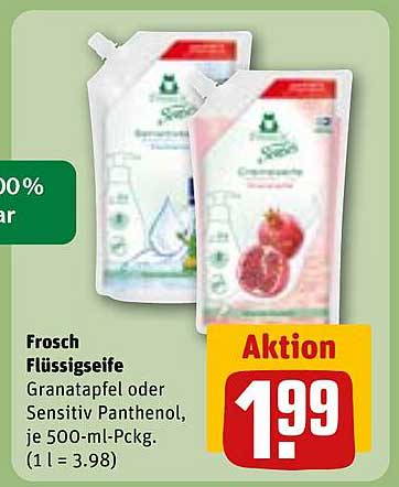 Frosch Flüssigseife Granatapfel oder Sensitiv Panthenol, je 500-ml-Pckg.