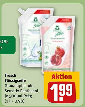 Frosch Flüssigseife Granatapfel oder Sensitiv Panthenol, je 500-ml-Pckg.