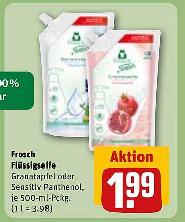 Frosch Flüssigseife Granatapfel oder Sensitiv Panthenol, je 500-ml-Pckg.