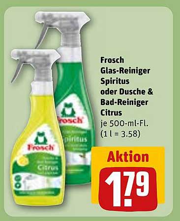 Frosch Glas-Reiniger Spiritus oder Dusche & Bad-Reiniger Citrus je 500-ml-Fl.