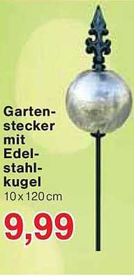 Gartenstecker mit Edelstahkugel 10x120cm