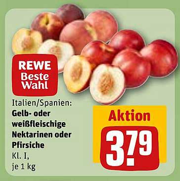 Gelb- oder weißfleischige Nektarinen oder Pfirsiche, Kl. I, je 1 kg