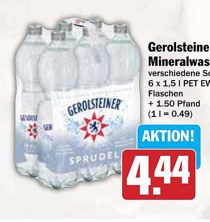 Gerolsteiner Mineralwasser 6 x 1,5l PET Flaschen