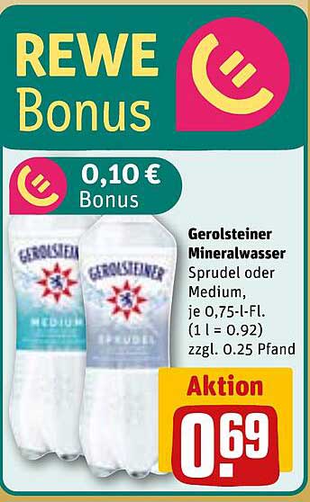 Gerolsteiner Mineralwasser Sprudel oder Medium, je 0,75-l-Fl.