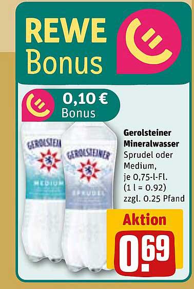 Gerolsteiner Mineralwasser Sprudel oder Medium, je 0,75-l-Fl.