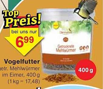 Getrocknete Mehlwürmer Vogel Futter 400 g