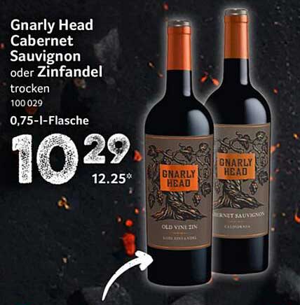 Gnarly Head Cabernet Sauvignon oder Zinfandel trocken, 0,75-Liter-Flasche