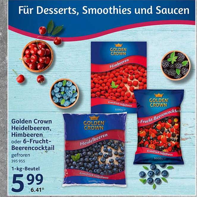 Golden Crown Heidelbeeren, Himbeeren oder 6-Frucht-Beerencocktail gefroren 1-kg-Beutel