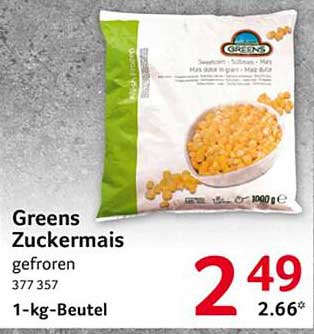 Greens Zuckermais gefroren 1-kg-Beutel