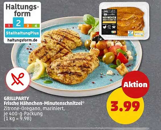 GRILLPARTY Frische Hähnchen-Minutensteaks, Zitronen-Oregano, 400-g-Packung