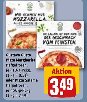 Gustavo Gusto Pizza Margherita oder Pizza Salame