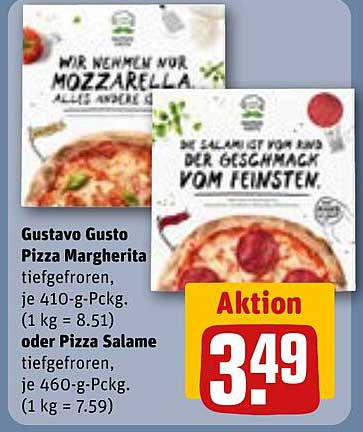 Gustavo Gusto Pizza Margherita oder Pizza Salame - Tiefgefroren