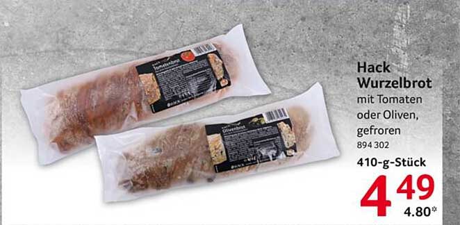 Hack Wurzelbrot mit Tomaten oder Oliven, gefroren