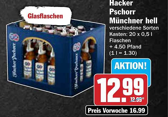 Hacker Pschorr Münchner hell Kasten 20 x 0,5 l Flaschen