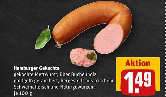 Hamburger Gekochte Mettwurst, über Buchenholz goldgelb geräuchert
