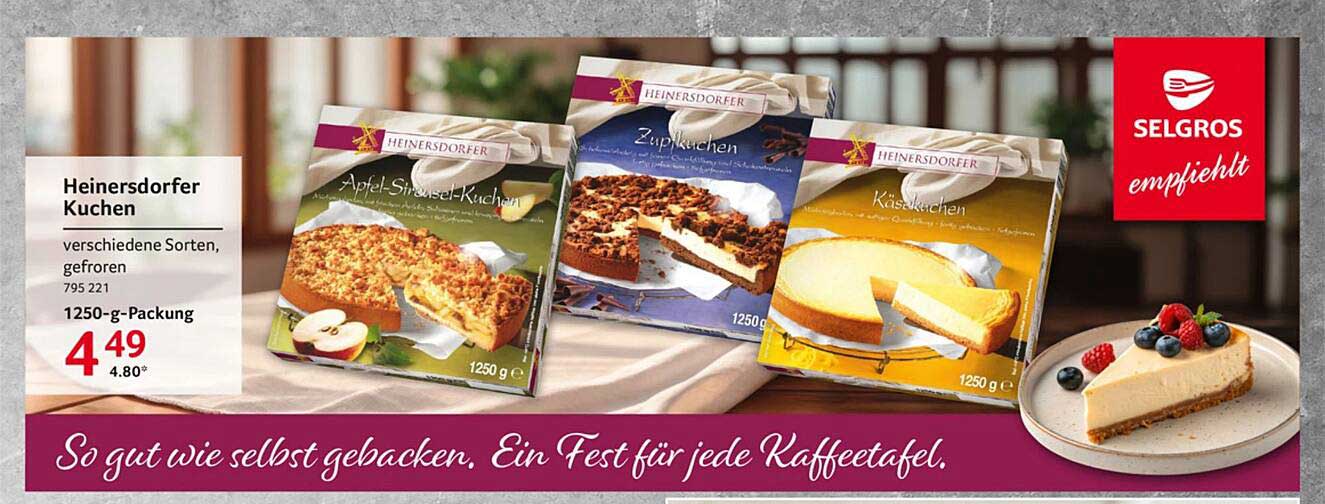 Heinersdorfer Kuchen - verschiedene Sorten, gefroren