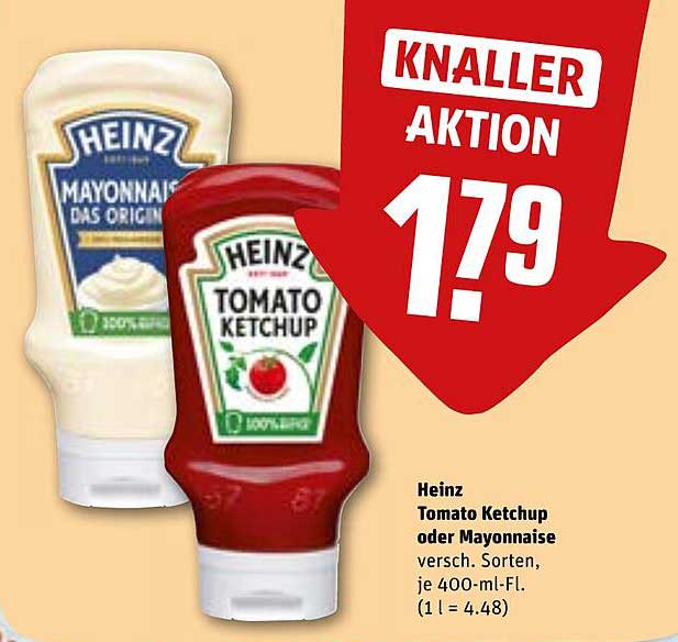 Heinz Tomate Ketchup oder Mayonnaise 400 ml für nur 1,79 €