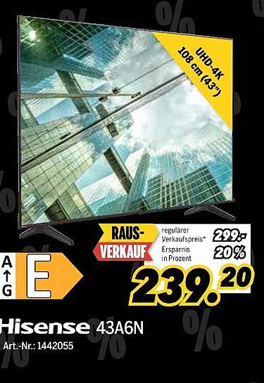 Hisense 43A6N 108 cm (43") UHD 4K Fernseher