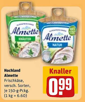 Hochland Almette Frischkäse, verschiedene Sorten, je 150-g-Pckg.