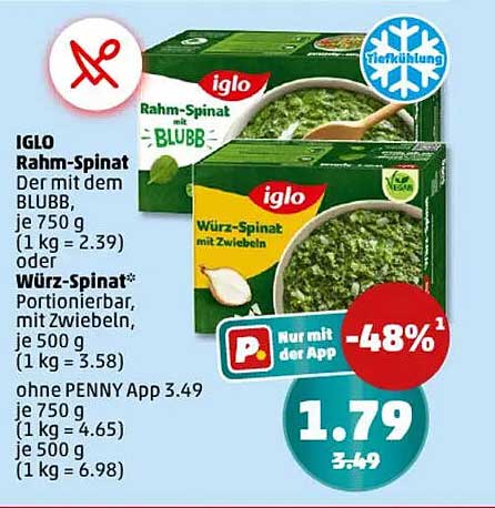 IGLO Rahm-Spinat oder Würz-Spinat – Tiefkühlangebot