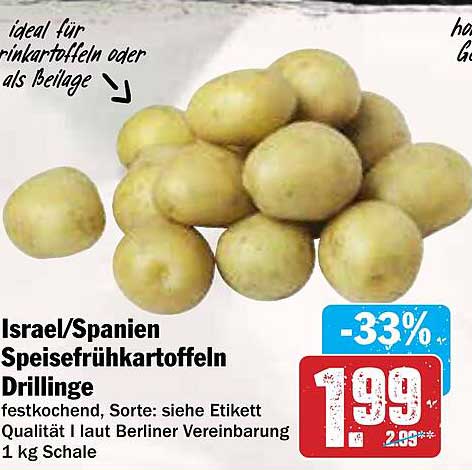 Israel/Spanien Speisefrühkartoffeln Drillinge