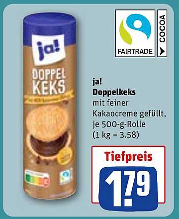 ja! Doppelkecks mit feiner Kakaocreme gefüllt, je 500-g-Rolle