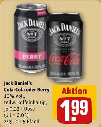 Jack Daniel's Cola-Cola oder Berry 0,33-l-Dose