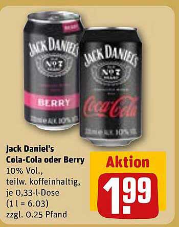 Jack Daniel’s Cola-Cola oder Berry 0,33 l Dose - nur 1,99 €
