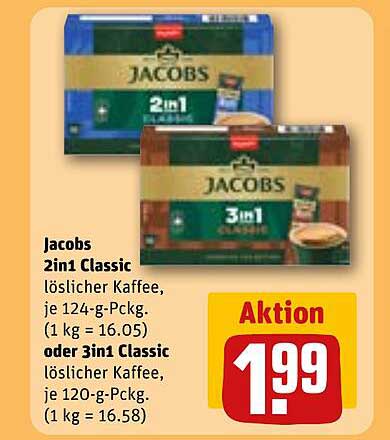 Jacobs 2in1 Classic oder 3in1 Classic löslicher Kaffee