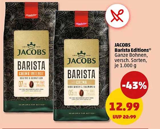 JACOBS Barista Editions* Ganze Bohnen, versch. Sorten, je 1.000 g