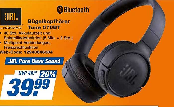 JBL Bügelkopfhörer Tune 570BT - Dein perfekter Begleiter für Musikgenuss