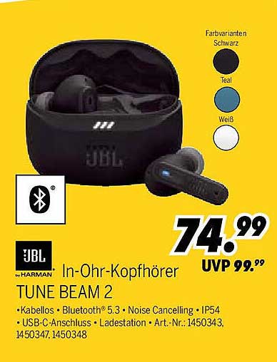 JBL In-Ohr-Kopfhörer TUNE BEAM 2