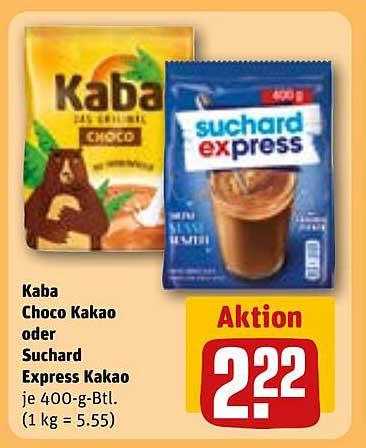 Kaba Choco Kakao oder Suchard Express Kakao je 400-g-Btl.