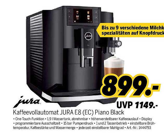 Kaffevollautomat JURA E8 (EC) Piano Black