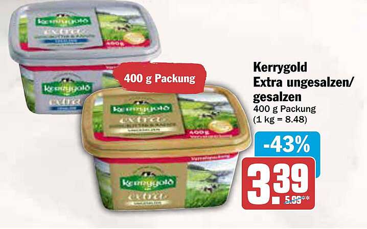 Kerrygold Extra ungesalzen/gesalzen 400 g Packung