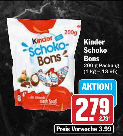 Kinder Schoko Bons 200 g Packung