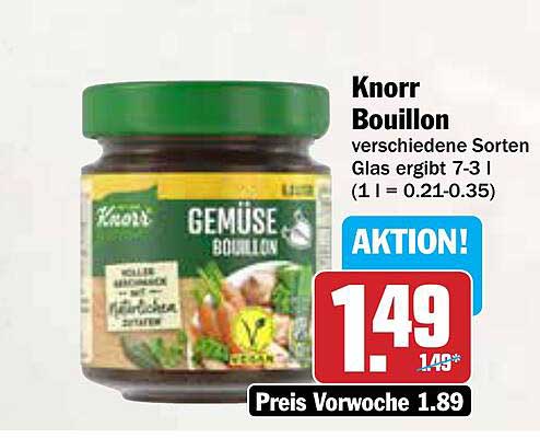 Knorr Bouillon verschiedene Sorten 7-3 l Glas