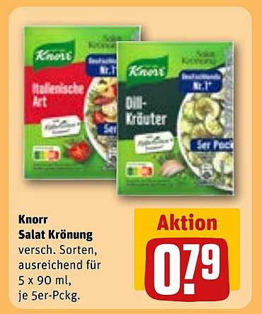 Knorr Salat Krönung, verschiedene Sorten, 5 x 90 ml, je 5er-Pckg.