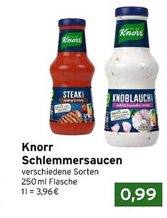 Knorr Schlemmer-saucen 250 ml Flasche, verschiedene Sorten