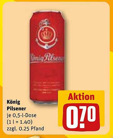 König Pilsener je 0,5-l-Dose (1 l = 1,40)