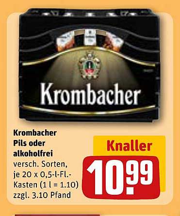Krombacher Pils oder Alkoholfrei – 20 x 0,5 l Flaschen