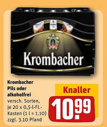 Krombacher Pils oder alkoholfrei 20 x 0,5-L.-Kasten