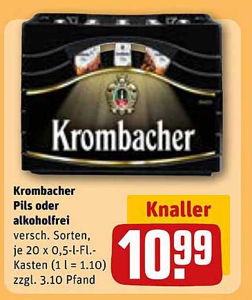 Krombacher Pils oder alkoholfrei – Verschiedene Sorten im 20er Kasten